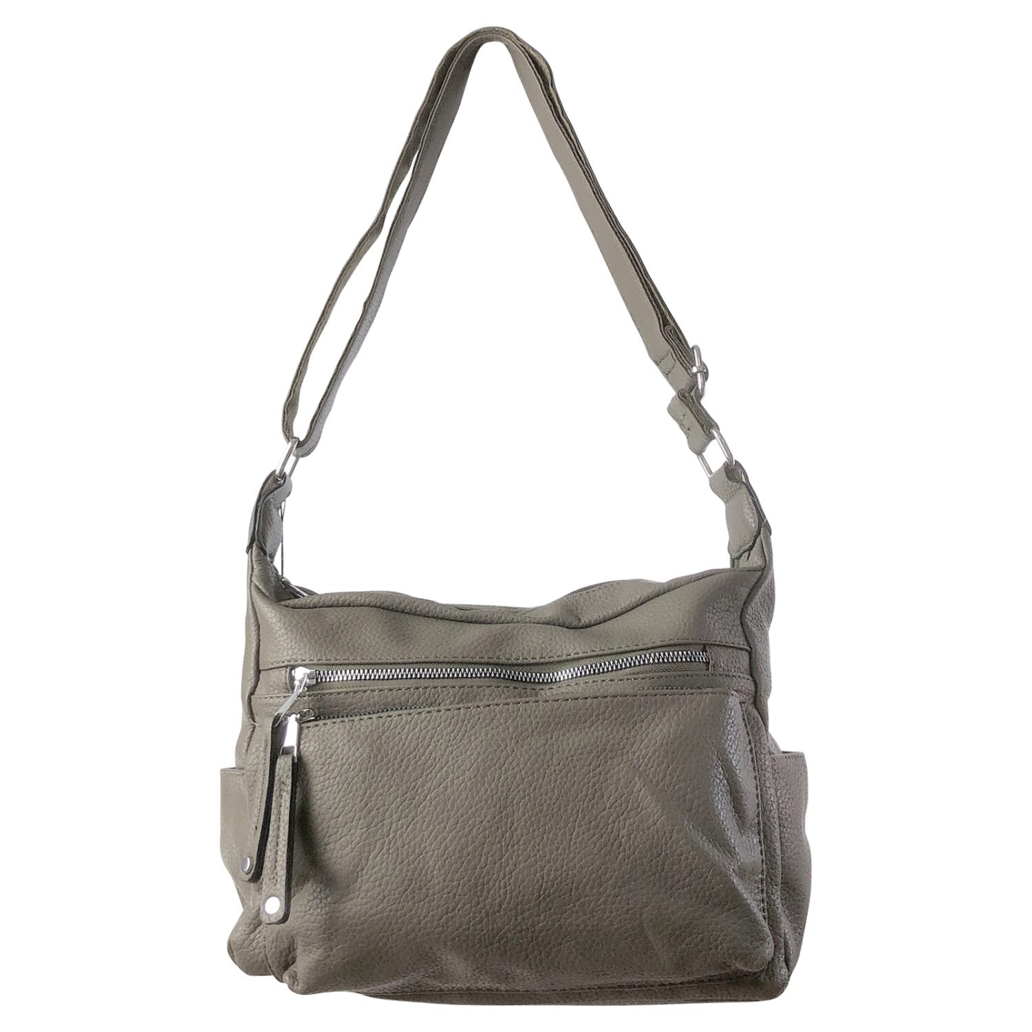 Ladies Tan Handbag Faux Leather Shoulder Bag with Multi Compartments & Strap - Picture 4 of 30