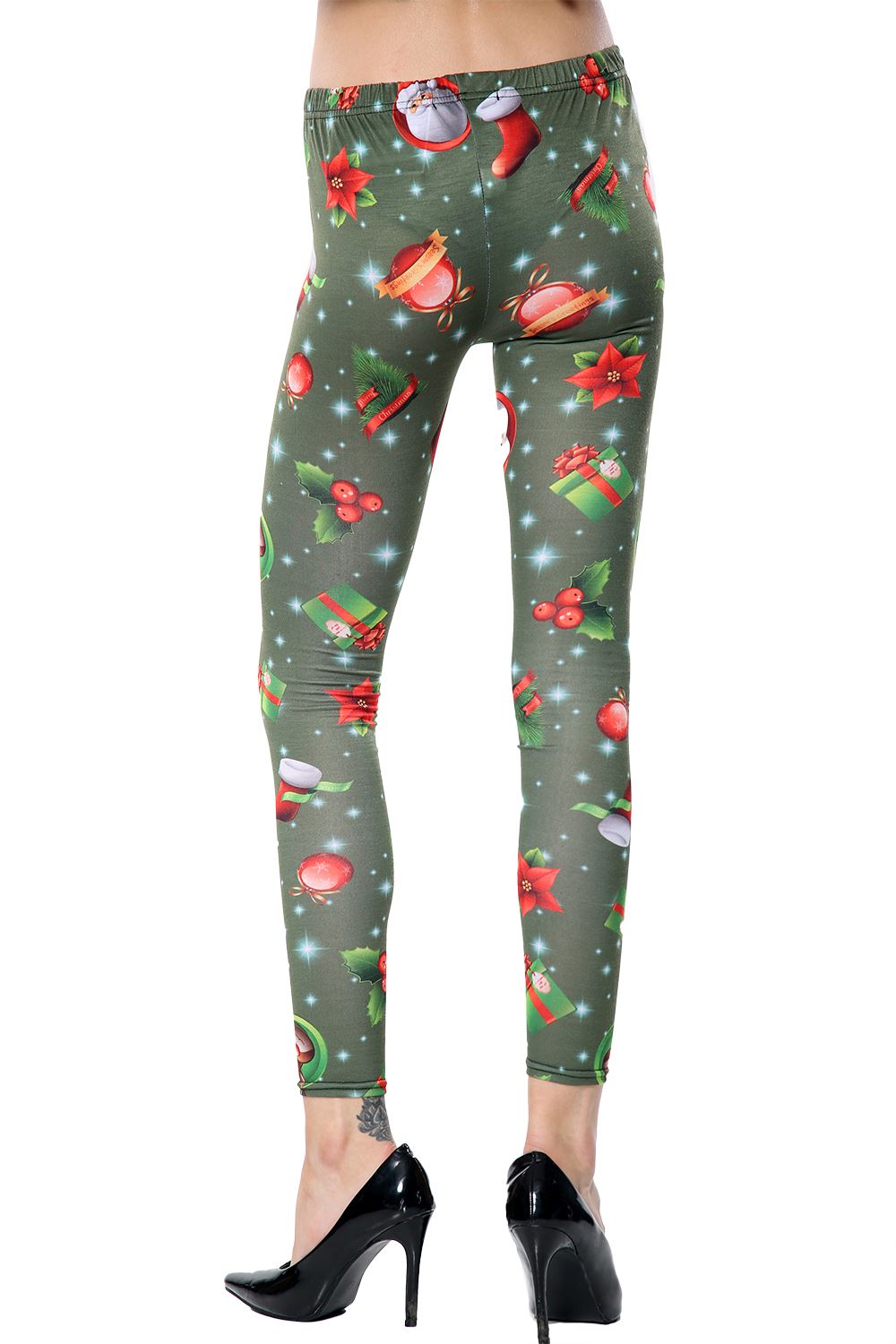 Kids Wall Gift Candy Christmas Xmas Girls Full Length Reindeer Santa Leggings - Picture 13 of 33