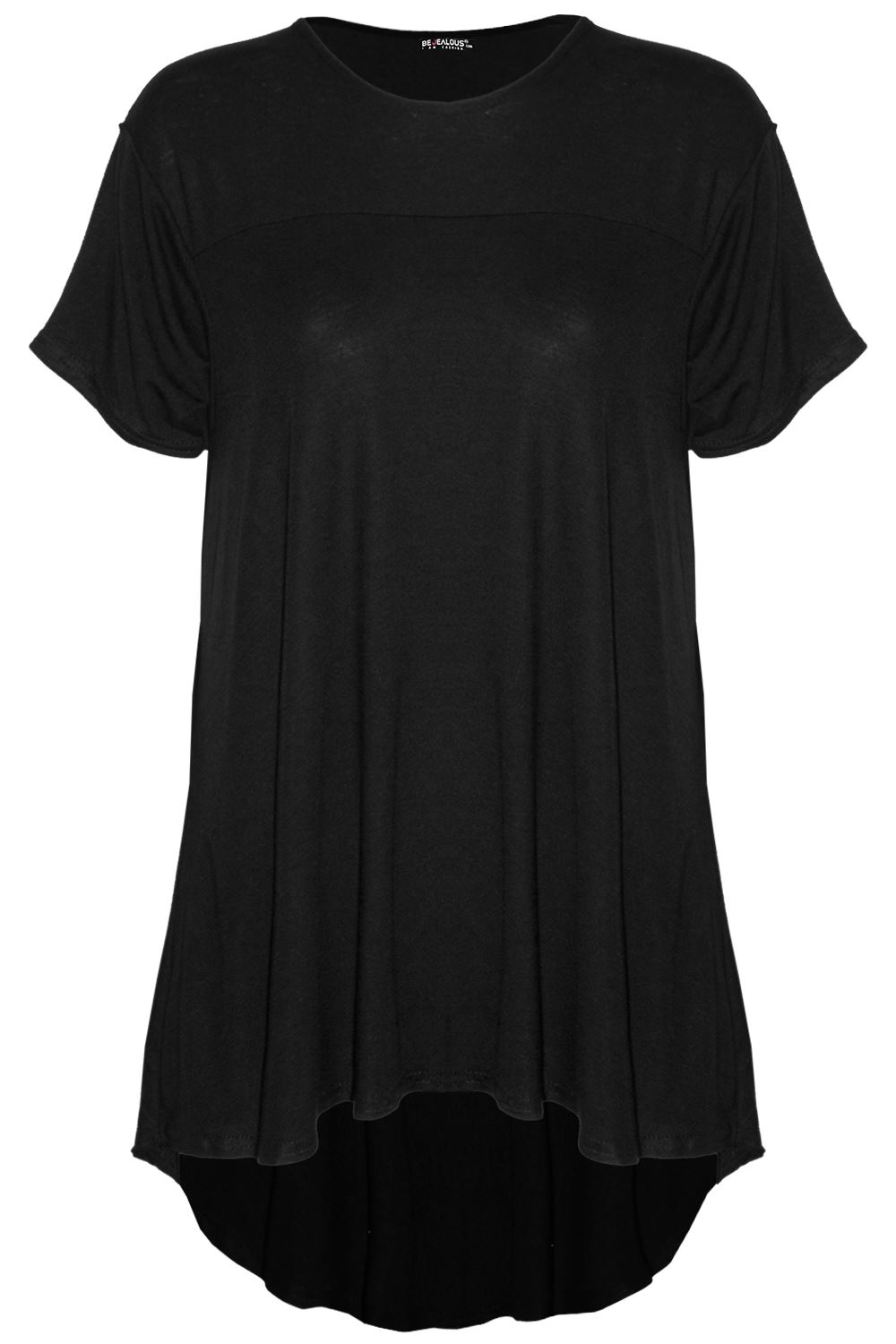 Camiseta Top Mujer FishTail Back Hi Lo Dobladillo Sumergido Cuello Redondo Manga Girada - Imagen 15 de 22