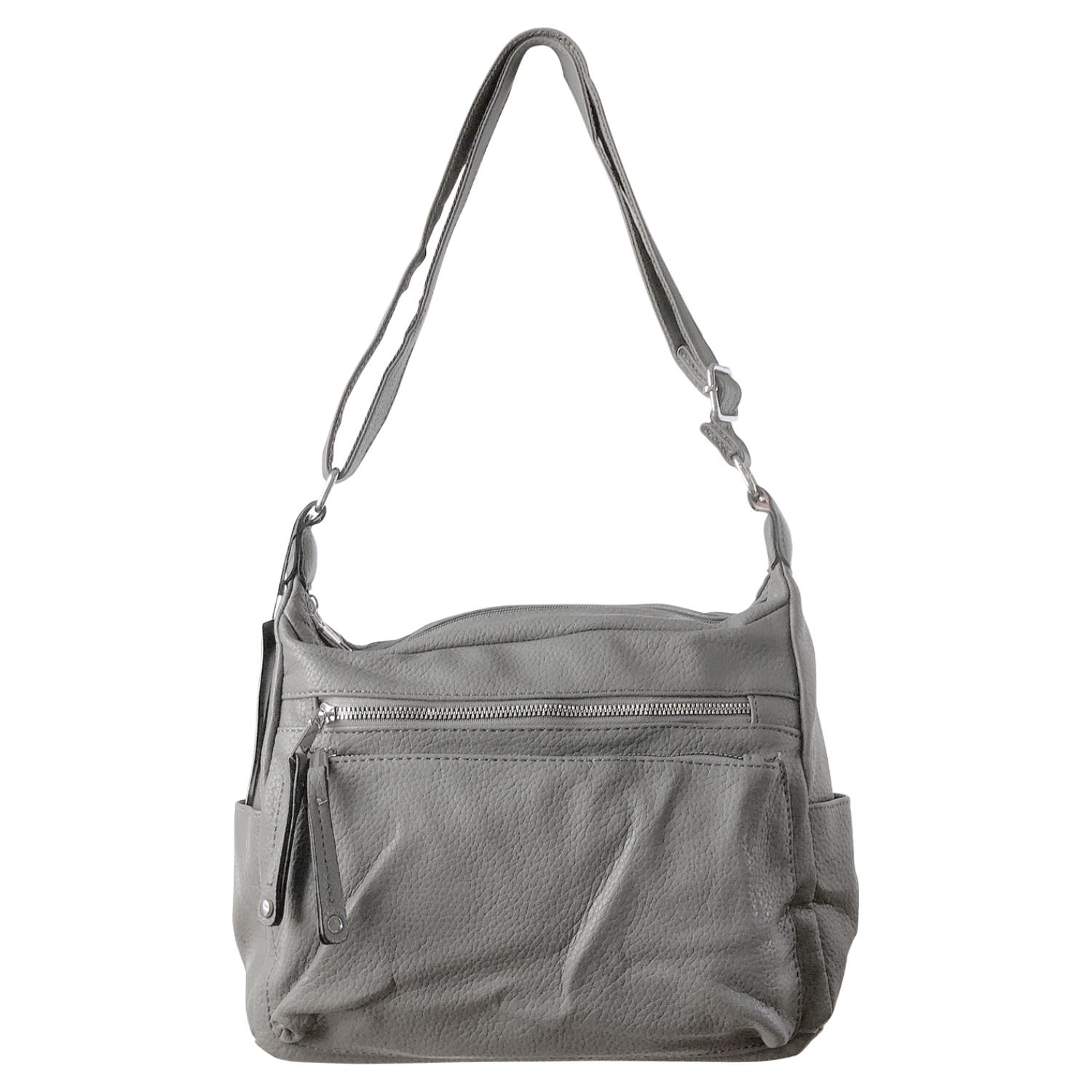 Ladies Tan Handbag Faux Leather Shoulder Bag with Multi Compartments & Strap - Picture 21 of 30