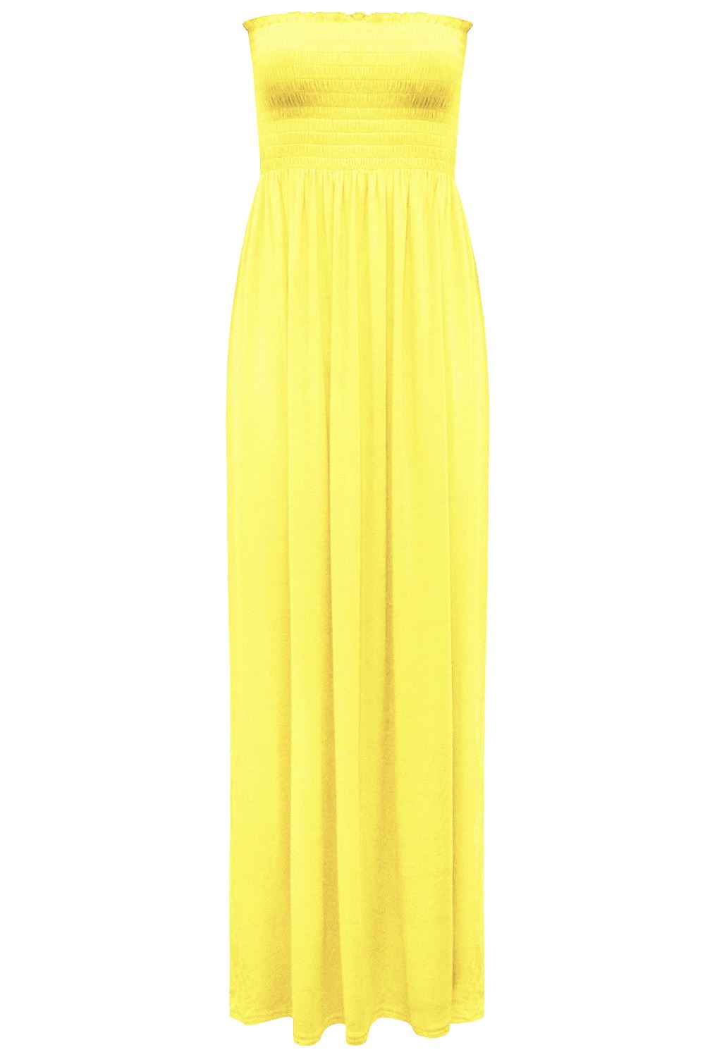 Womens Ladies Gather Strapless Sheering Boobtube Bandeau Long Plain Maxi Dress - Picture 29 of 29