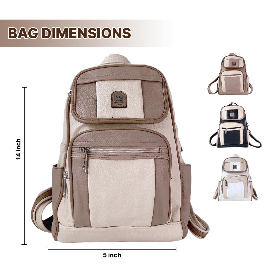 Faux Leather Backpack for Women � Casual Shoulder Bag for Work & Travel - Picture 8 of 14