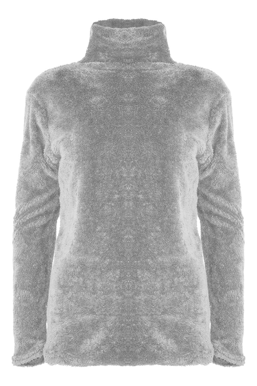 Womens Ladies Turtle Cowl Neck Fluffy Faux Fur Long Sleeve Baggy Fleece Jumper - Picture 20 of 22