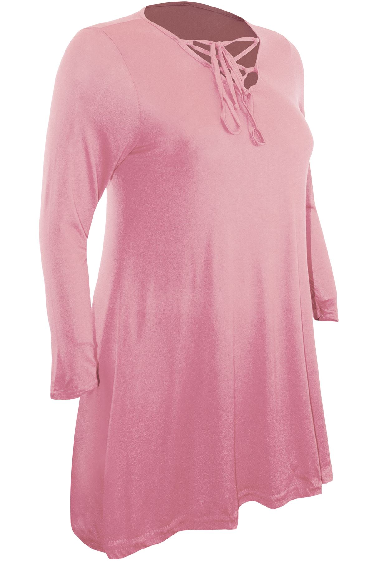 Mini Bodycon Ladies Lace Up Eyelet Flared Womens Plus Size V Neck Swing Dress - Picture 18 of 30