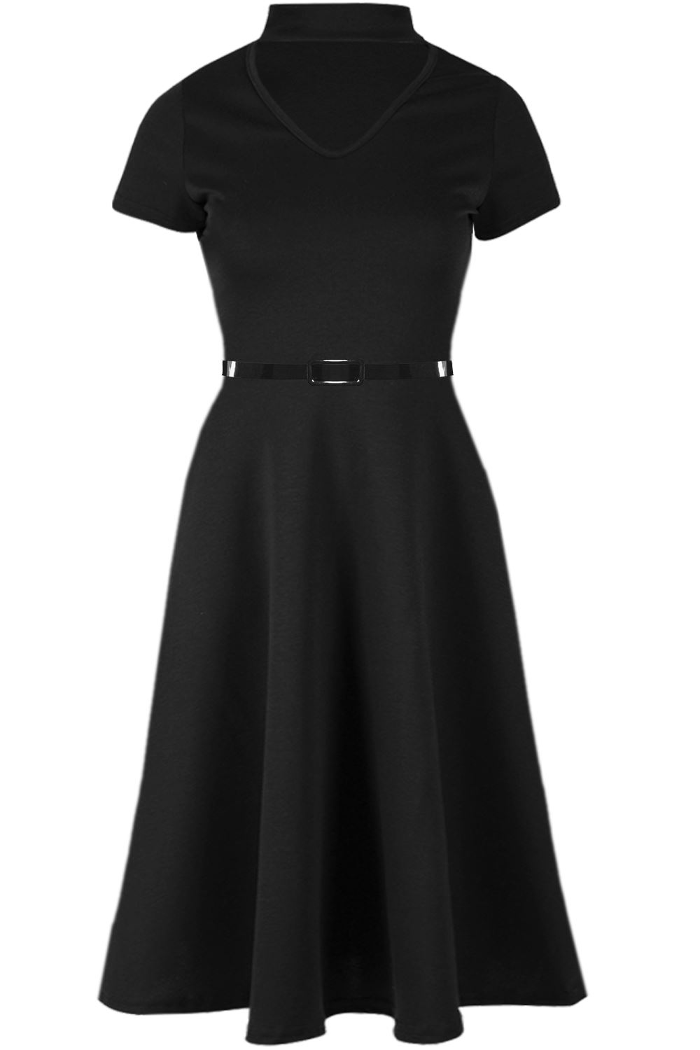 Womens Skater Dress Ladies Belted Cap Sleeve Flared Swing Plus Size Midi Dresses eBay