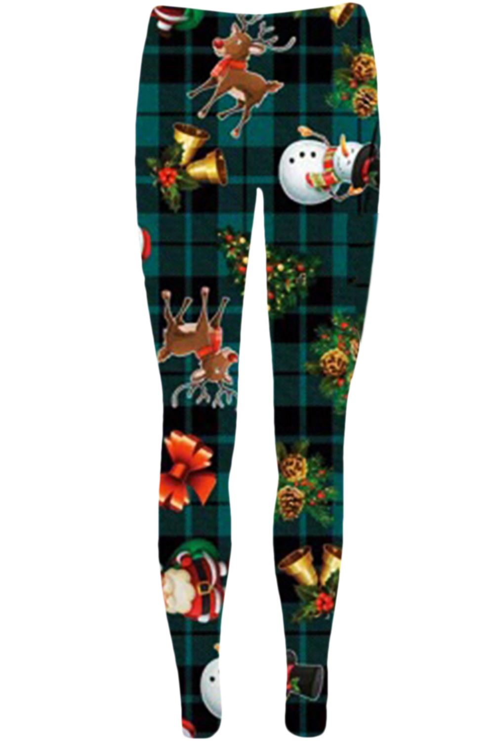 Ladies Womens Xmas Santa Reindeer Tartan Christmas Candy Stick Jeggings Leggings - Picture 35 of 40