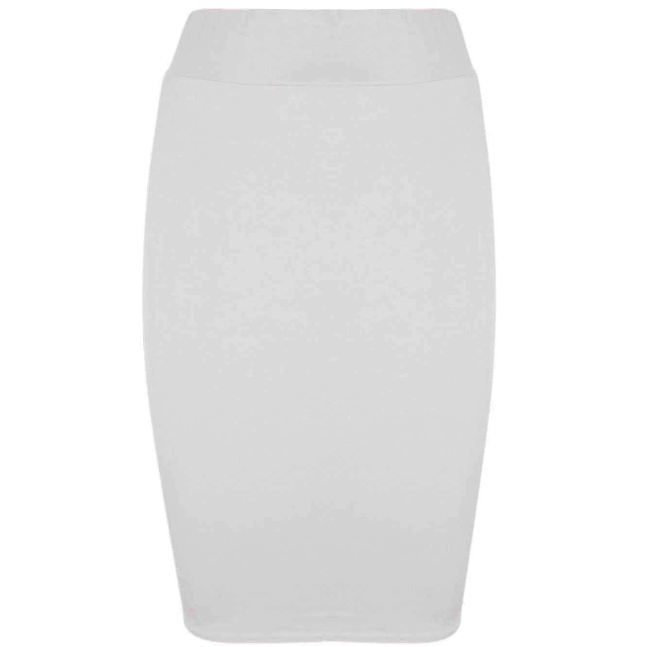 Ladies Women Jersey Stretchy Pencil Plain Elastic Office Bodycon Skirt Plus Size - Picture 7 of 64