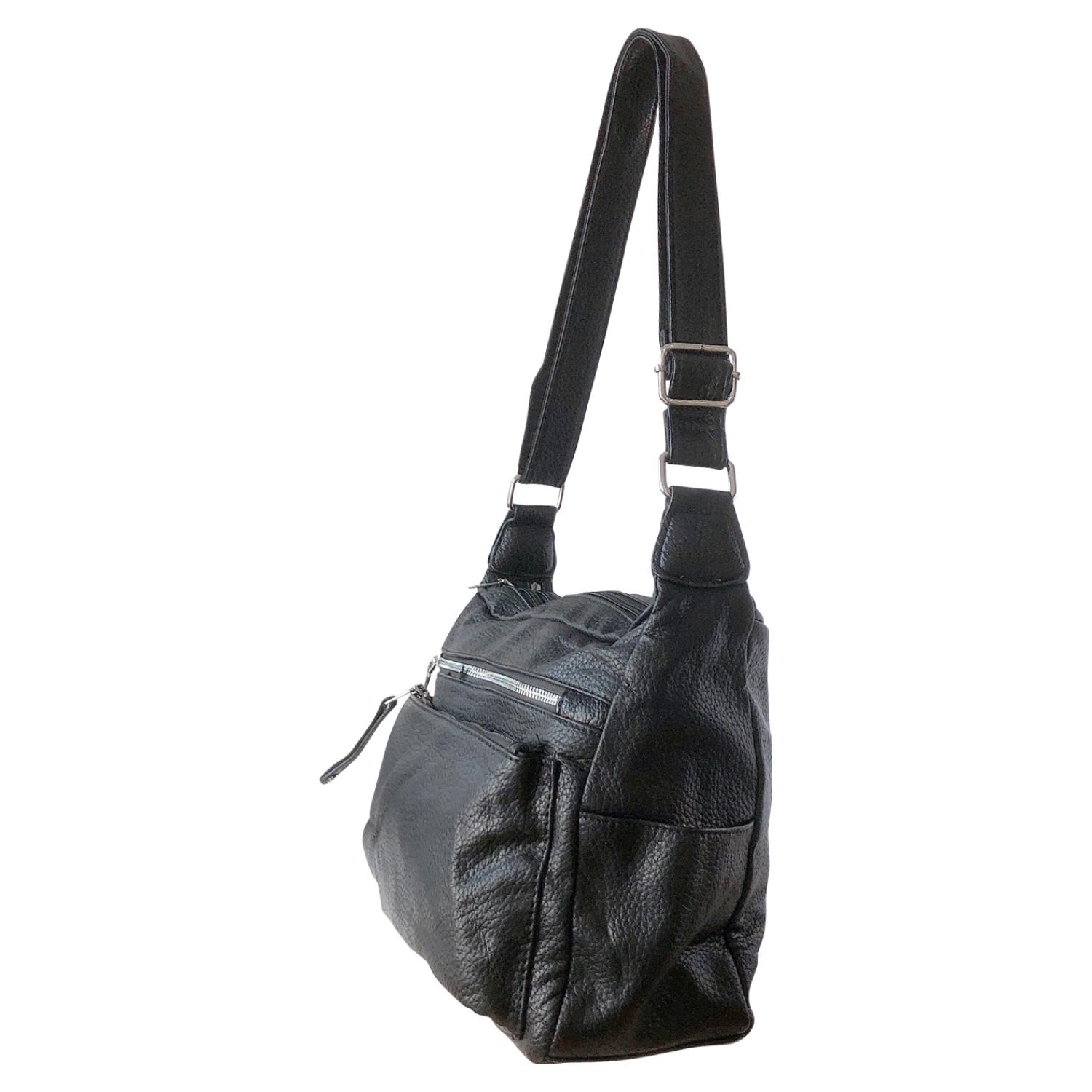 Ladies Tan Handbag Faux Leather Shoulder Bag with Multi Compartments & Strap - Picture 9 of 30