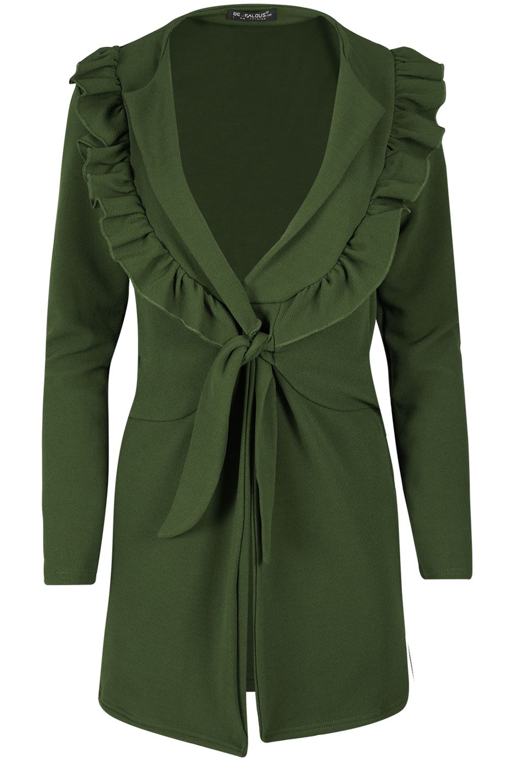 Womens Cape Cardigan Waterfall 3/4 Sleeve Italian Blazer Ladies Belted Jacket - Picture 20 of 24