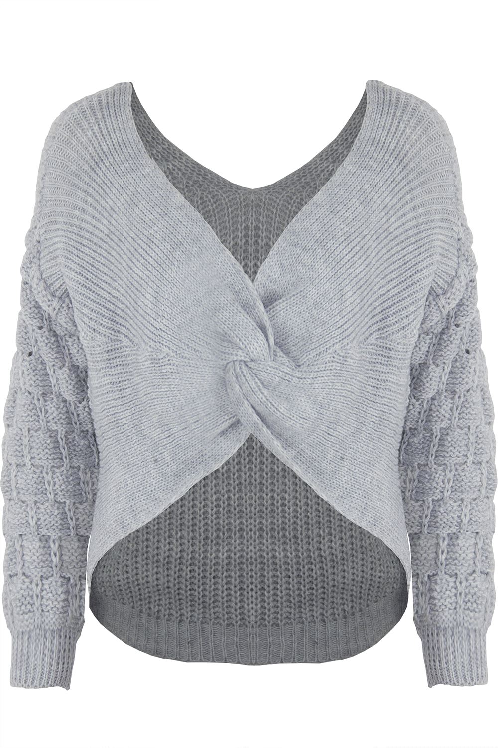 Women Ladies Multi Stripes Twisted Knot Sweater Slouch Fit Baggy Jumper Knit Top - Picture 17 of 19