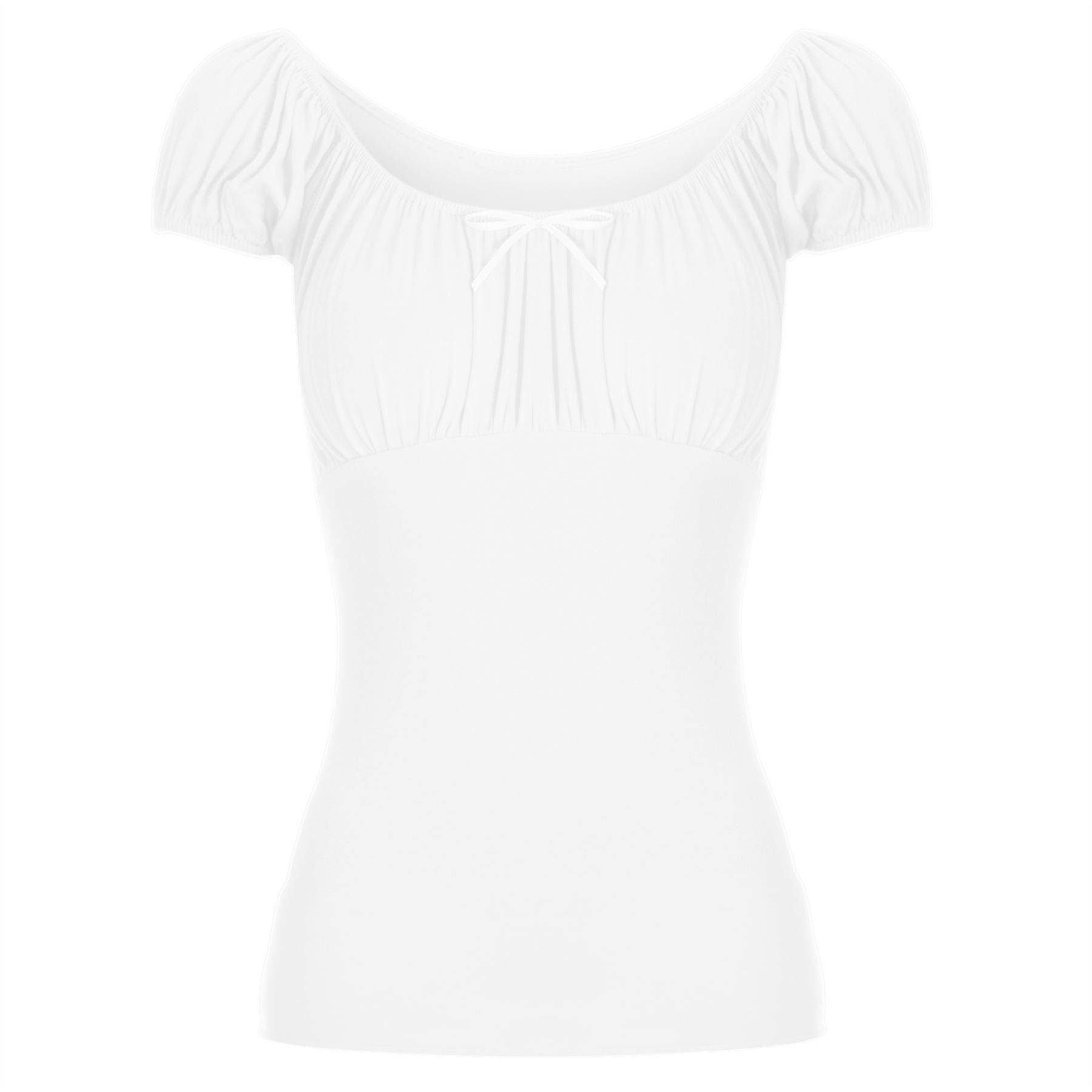 Womens Ladies Off Shoulder Gypsy Tie Ribbon Bardot Ruched Tops Uk Plus Size 8-22 - Picture 18 of 21