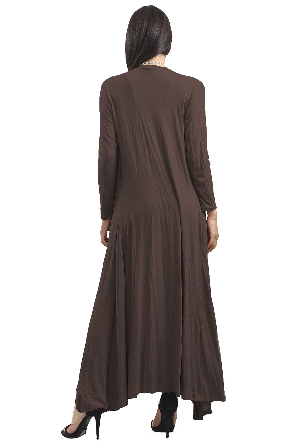 Ladies Womens Long Sleeve Waterfall Floaty Flared Maxi Cardigan Shrug Jacket UK - Picture 16 of 34