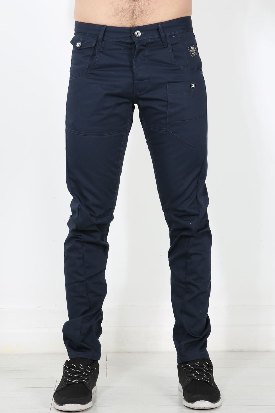 Cross Hatch Mens Trouser Back Strap Designer Jeans Pants Front Back