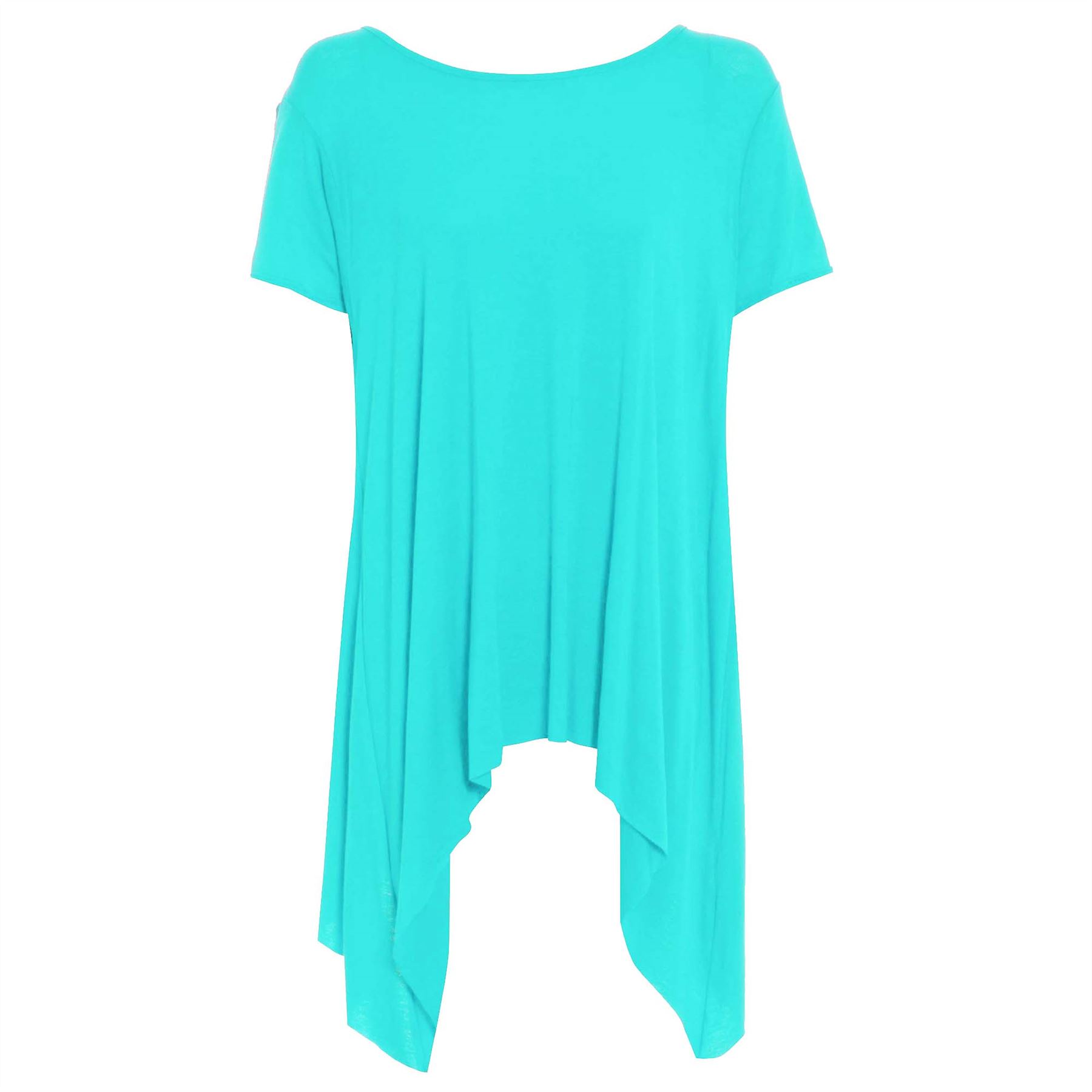 Womens Ladies Plain Flared Waterfall Swing Hanky Hem Long Top Dress Plus Size - Picture 21 of 28