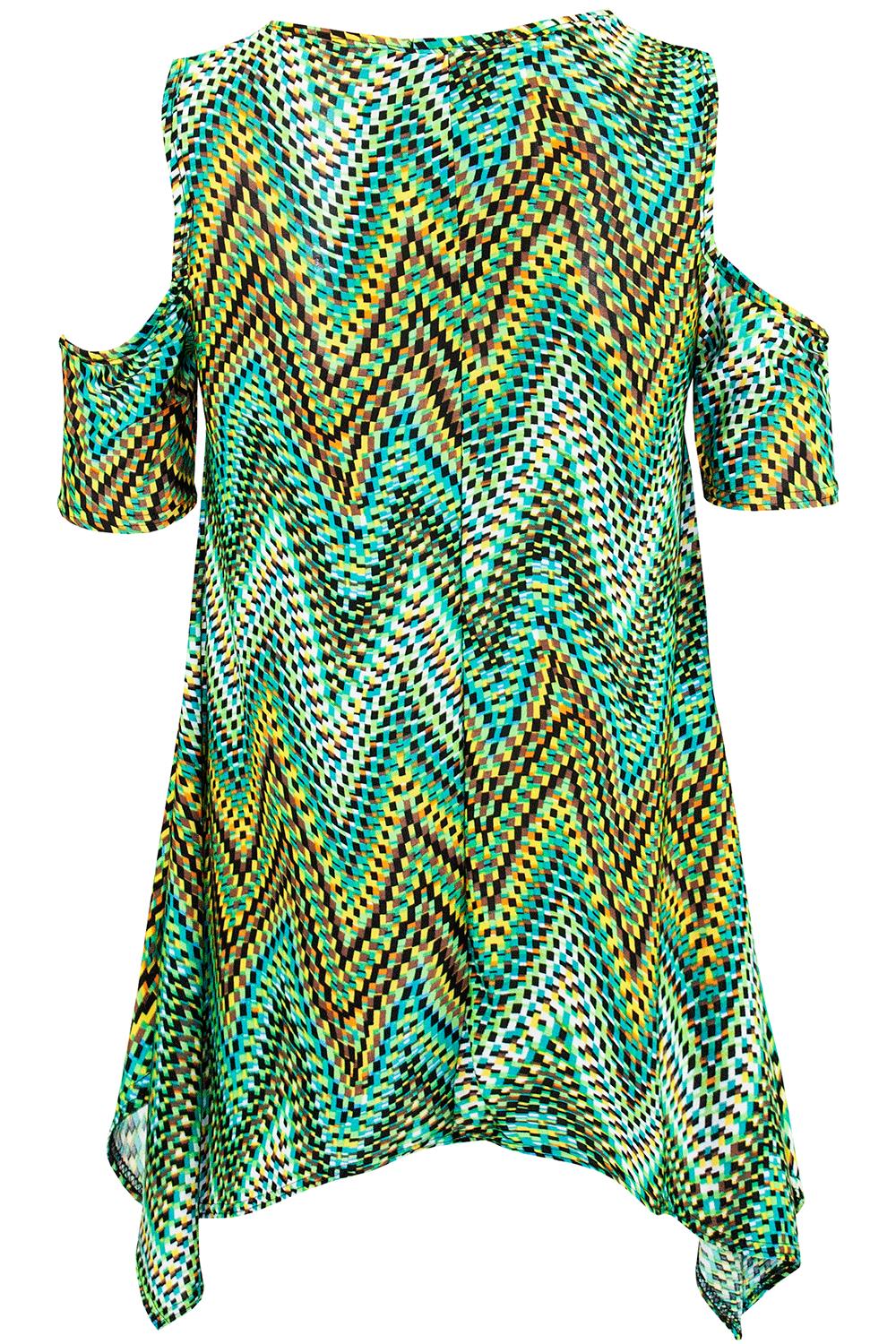 Womens Floral Cap Sleeve Ladies Cold Cut Shoulder Hanky Hem Baggy Oversized Top - Picture 58 of 58