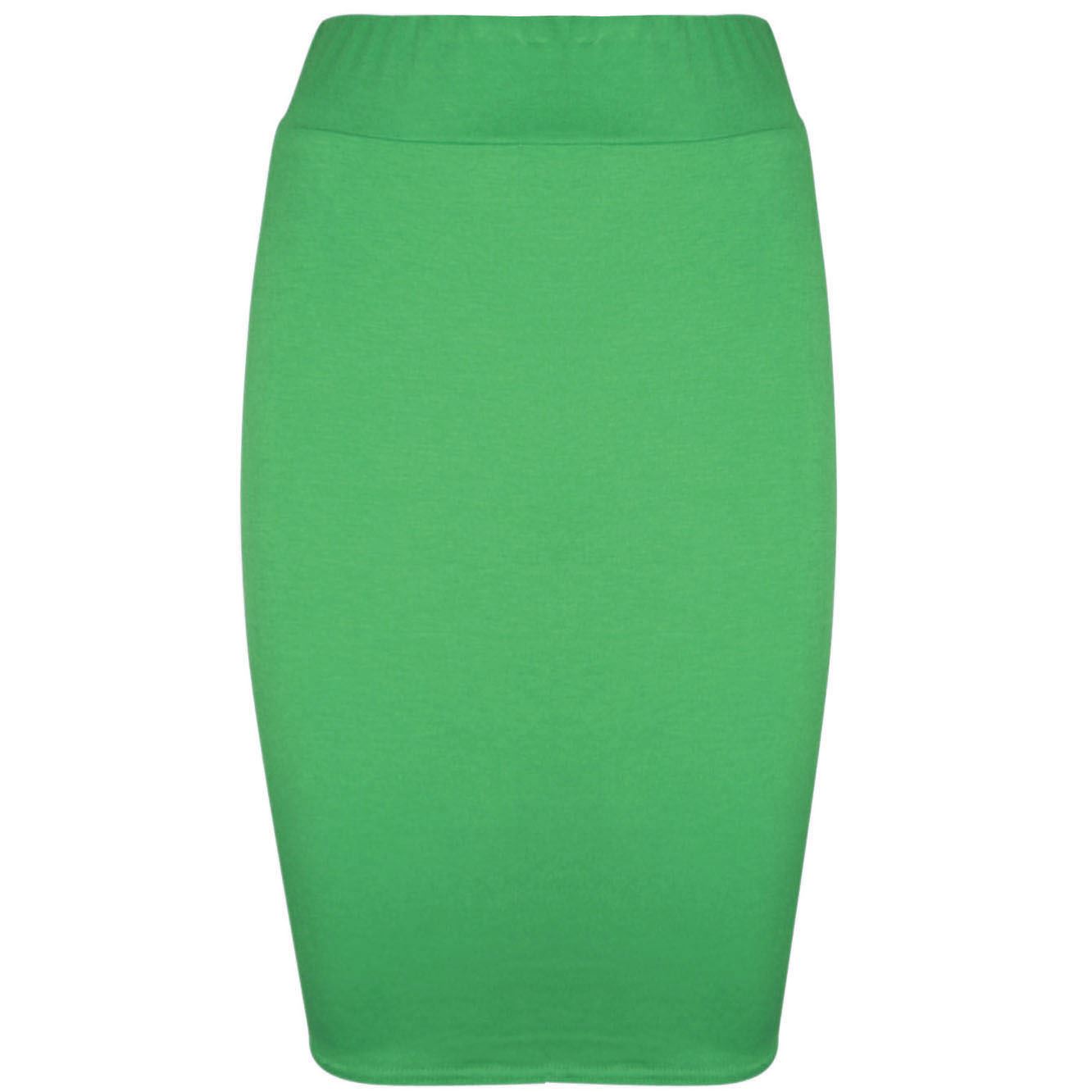Ladies Women Jersey Stretchy Pencil Plain Elastic Office Bodycon Skirt Plus Size - Picture 14 of 64