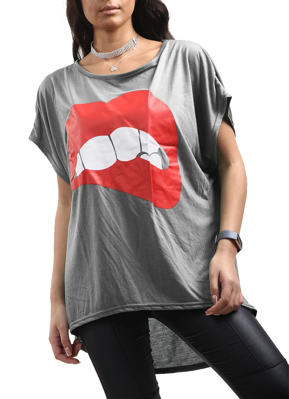 Ladies Los Angeles Off Shoulder Bardot Baggy T Shirt Women Batwing Lagenlook Top - Picture 45 of 65