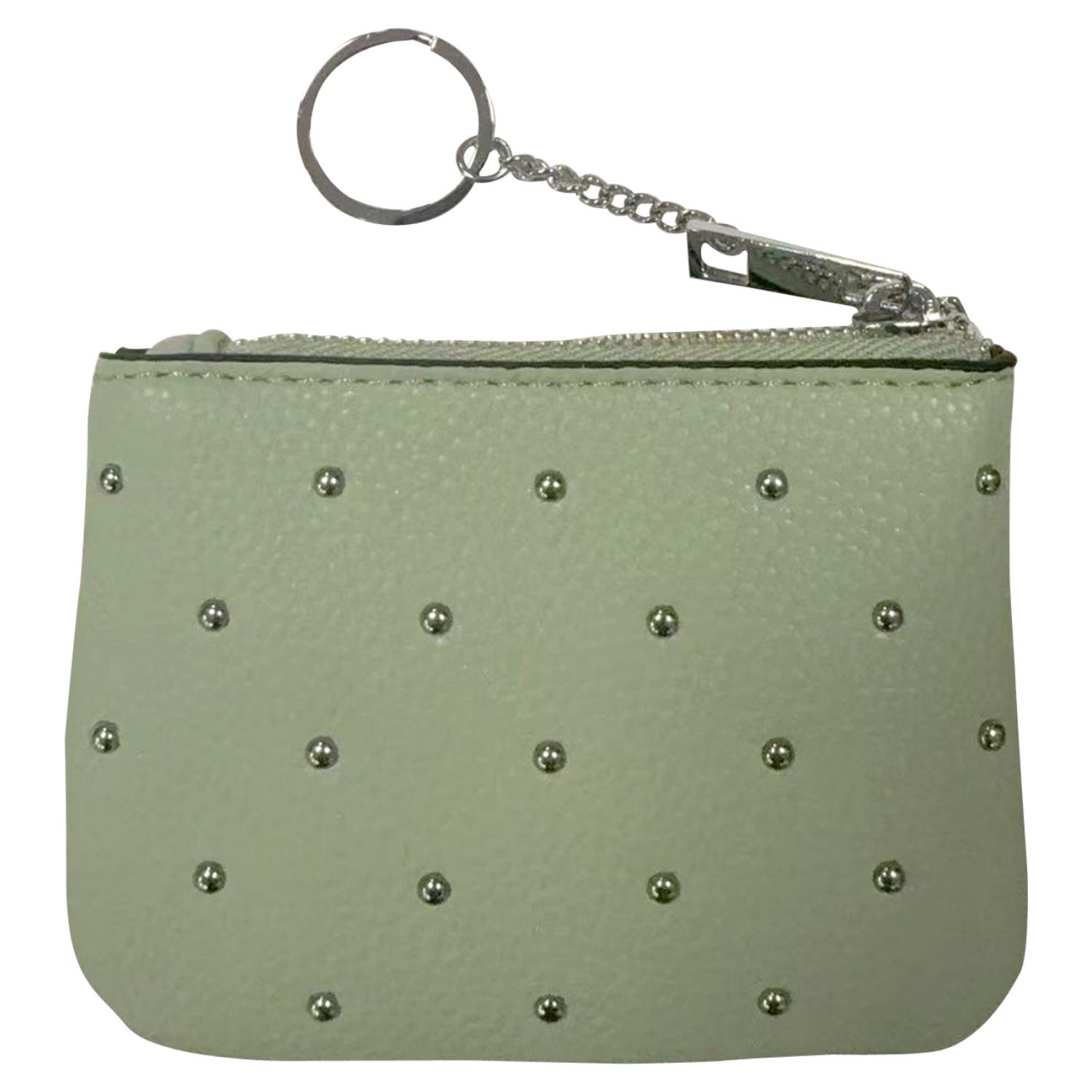Trendy Studded PU Leather Coin Purse Small Wallet with Zip Closure and Keychain - Picture 9 of 19