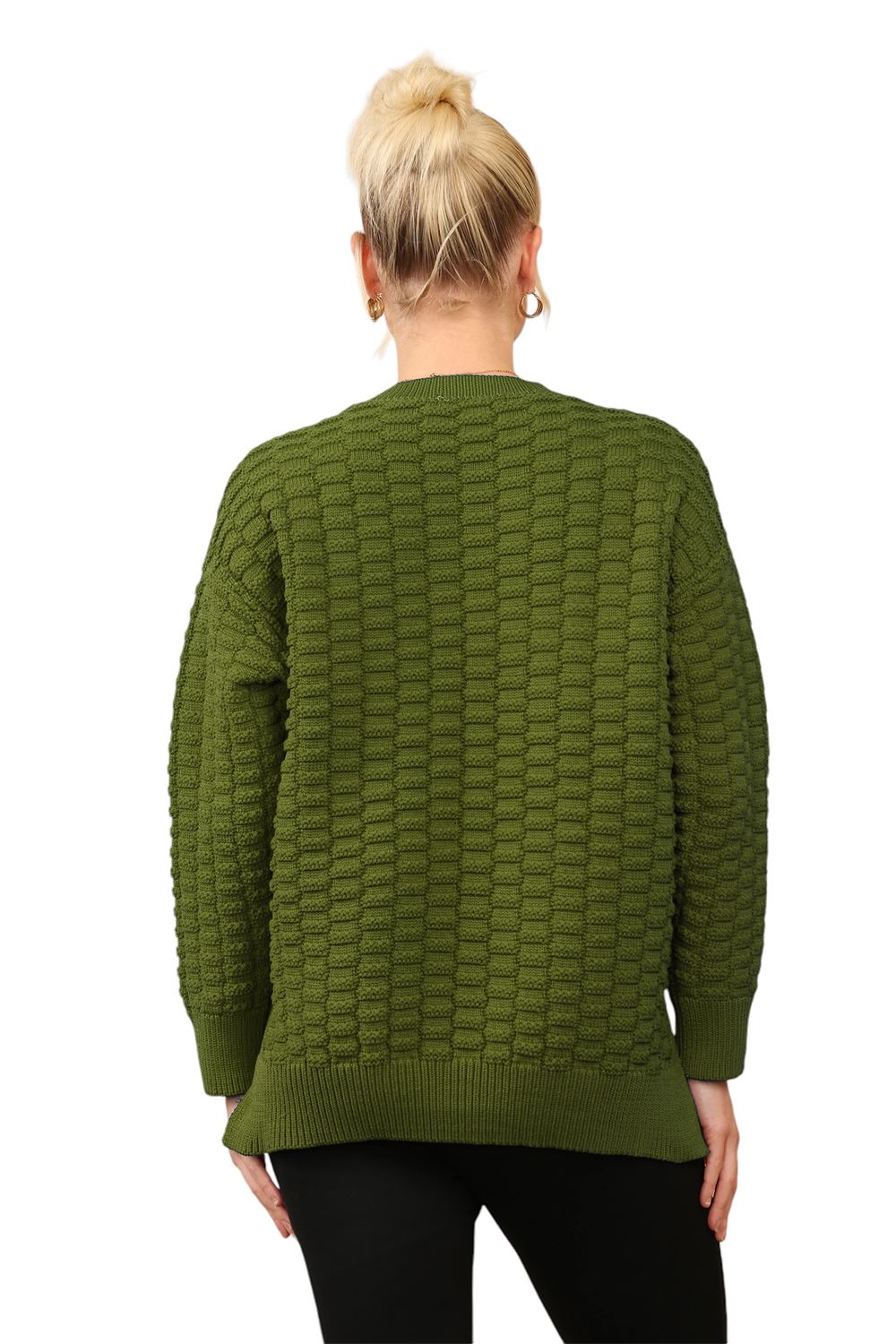 Women Knit Sweater Round Neck Long Sleeve Ladies Winter Loose Fit Sweater Jumper - Picture 13 of 13