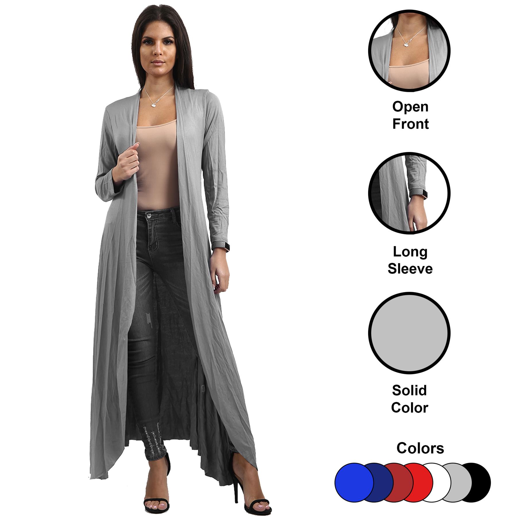 Ladies Womens Long Sleeve Waterfall Floaty Flared Maxi Cardigan Shrug Jacket UK - Picture 31 of 34