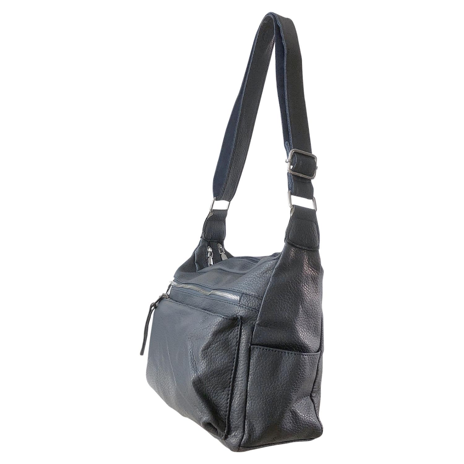 Ladies Tan Handbag Faux Leather Shoulder Bag with Multi Compartments & Strap - Picture 12 of 30