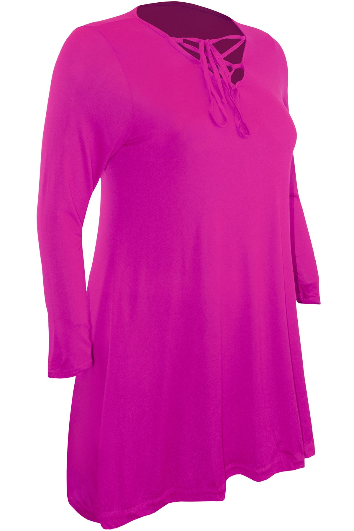 Mini Bodycon Ladies Lace Up Eyelet Flared Womens Plus Size V Neck Swing Dress - Picture 24 of 30