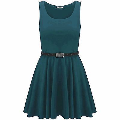 Womens Sleeveless Flared Franki Party Ladies Plus Size Skater Dress Top 16-26 - Picture 20 of 35