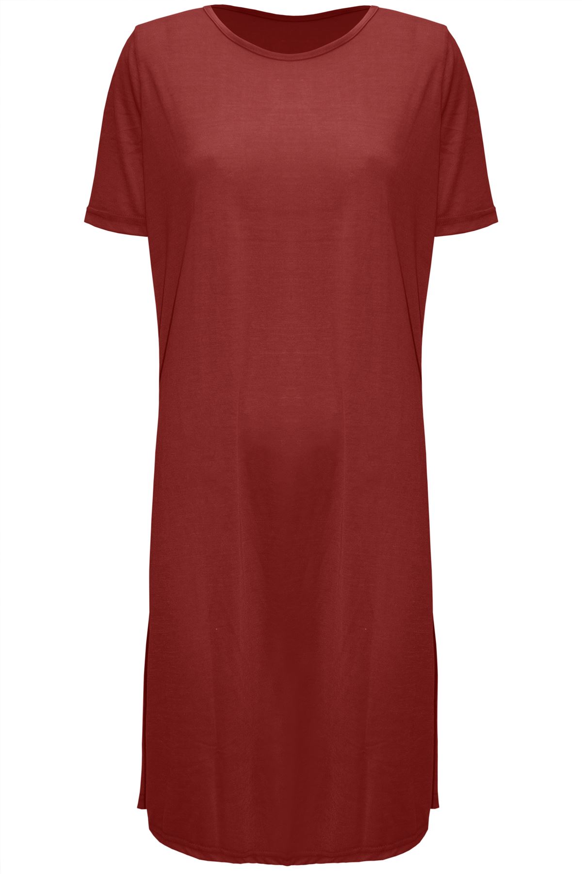 Womens Ladies Plain Baggy Oversized Pullover Longline Tunic T-Shirt Midi Dress - Picture 10 of 45