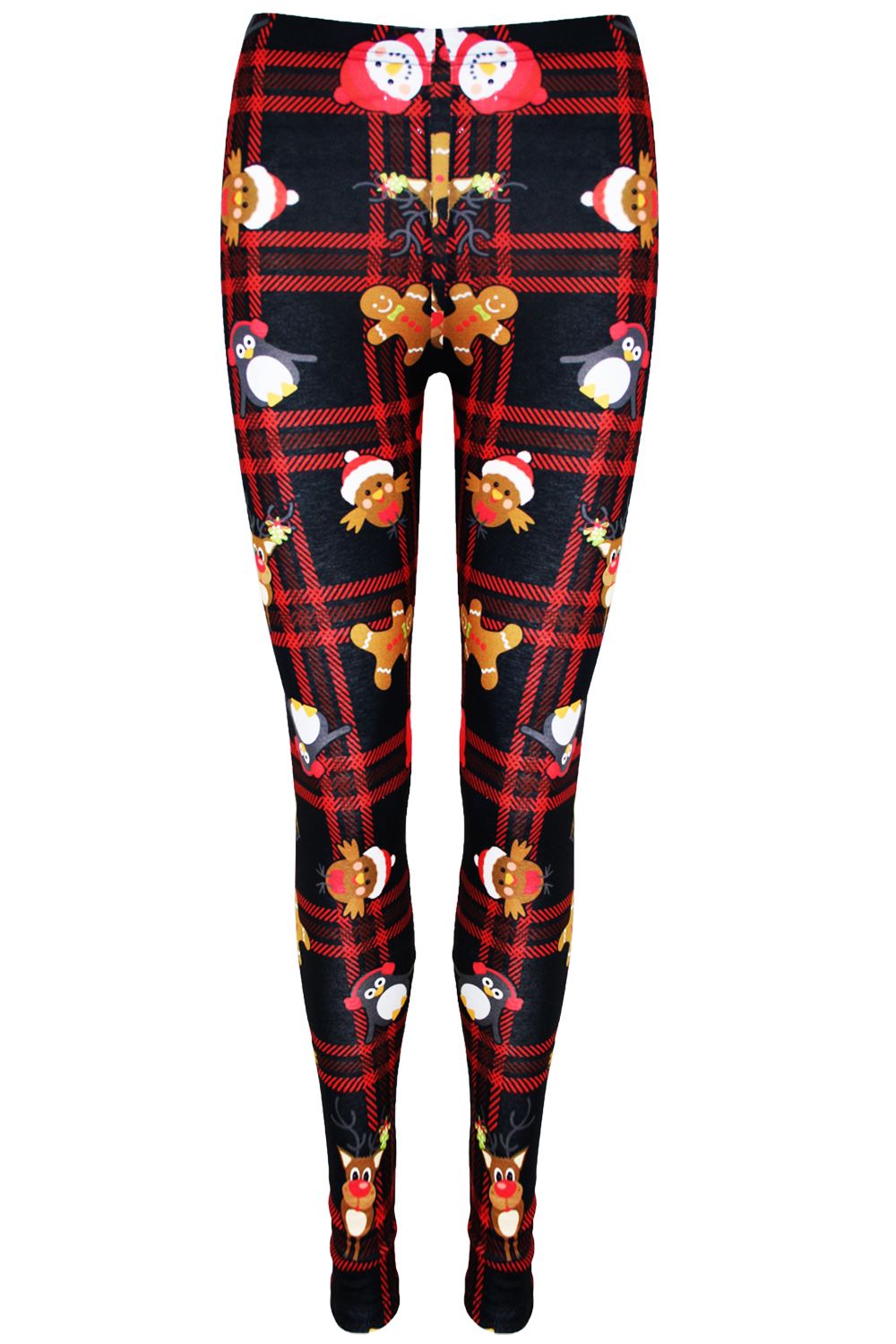 Ladies Womens Xmas Santa Reindeer Tartan Christmas Candy Stick Jeggings Leggings - Picture 11 of 40