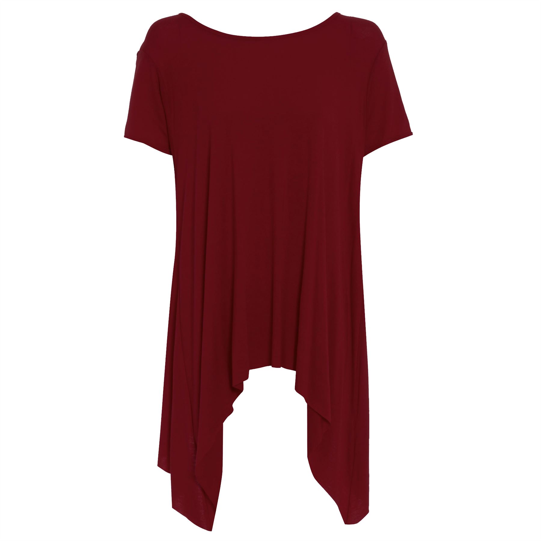 Womens Ladies Plain Flared Waterfall Swing Hanky Hem Long Top Dress Plus Size - Picture 17 of 28