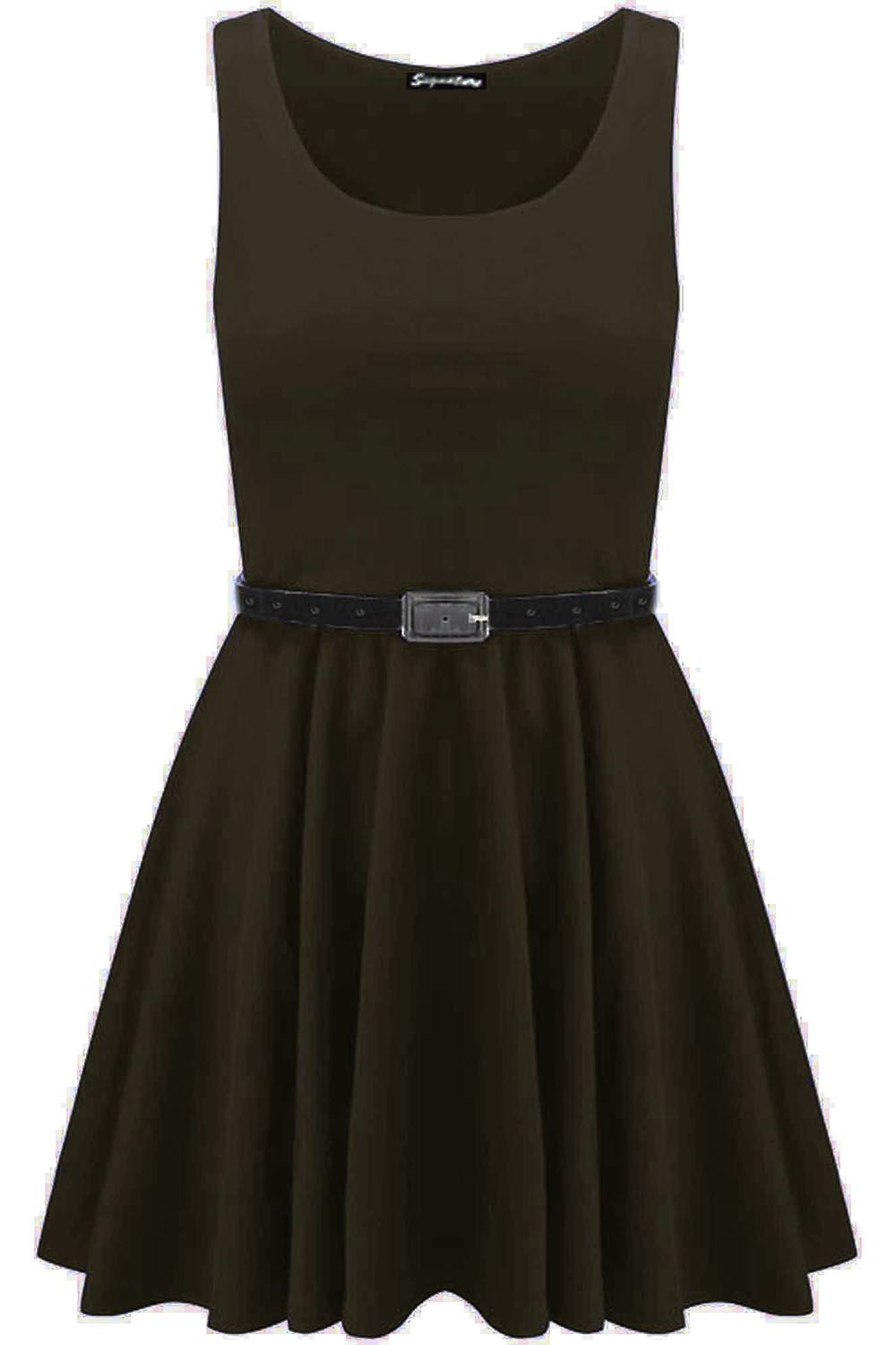 Womens Sleeveless Flared Franki Party Ladies Plus Size Skater Dress Top 16-26 - Picture 26 of 35