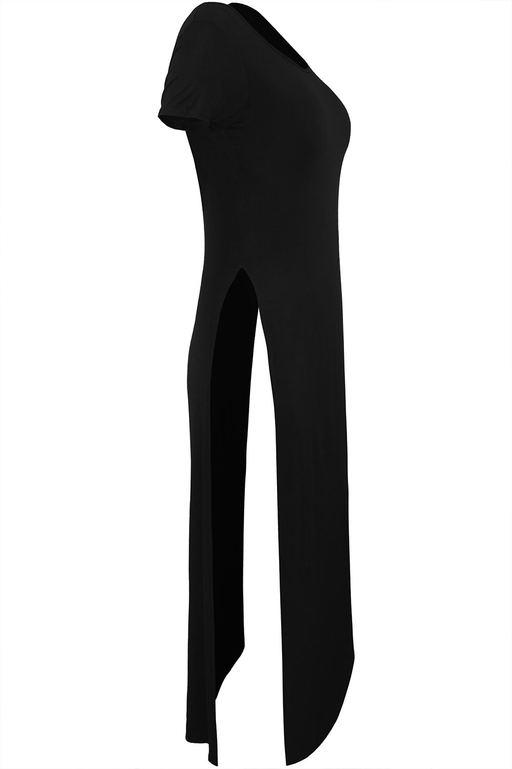 Plus Size Ladies Womens High Waist Scoop Neck Split Double Side Slit