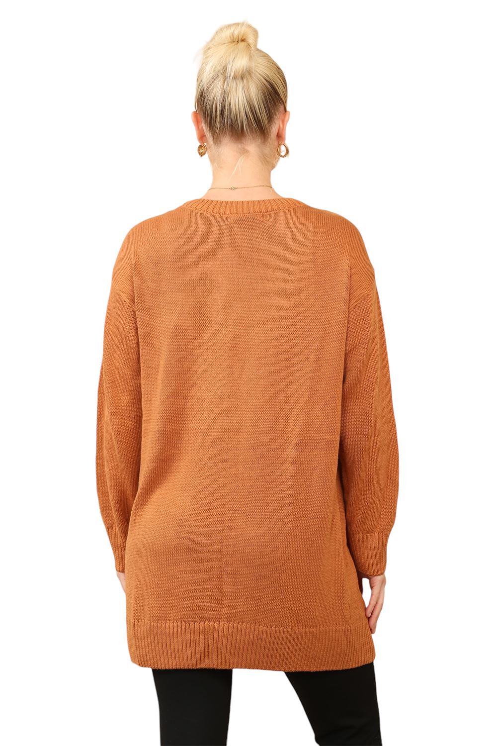 Women Knitted Oversized Open Front Long Sleeve Ladies Long Mini Length Cardigan - Picture 7 of 7
