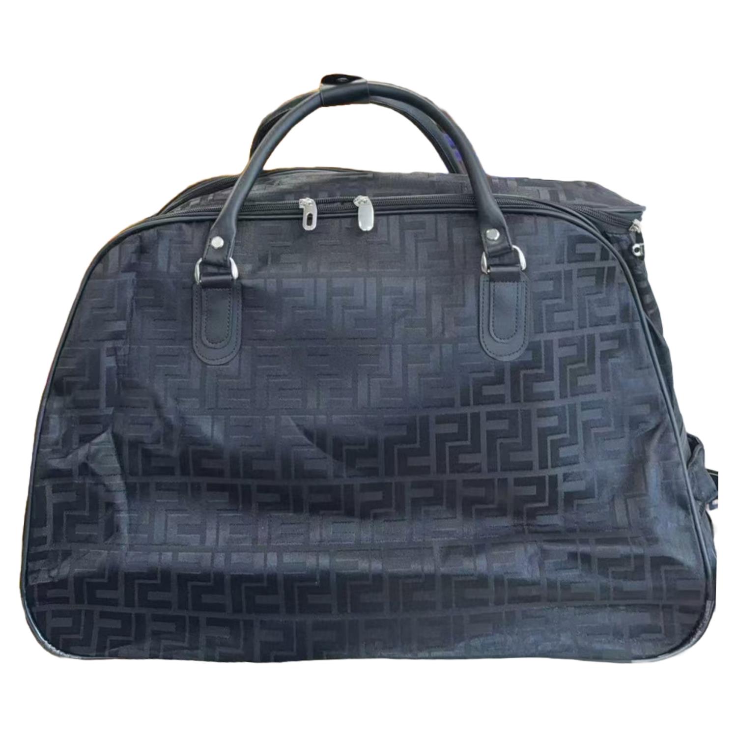 Ladies Wheeled Duffel Bag Geo Print Travel Holdall with Haul Handles - Picture 5 of 13