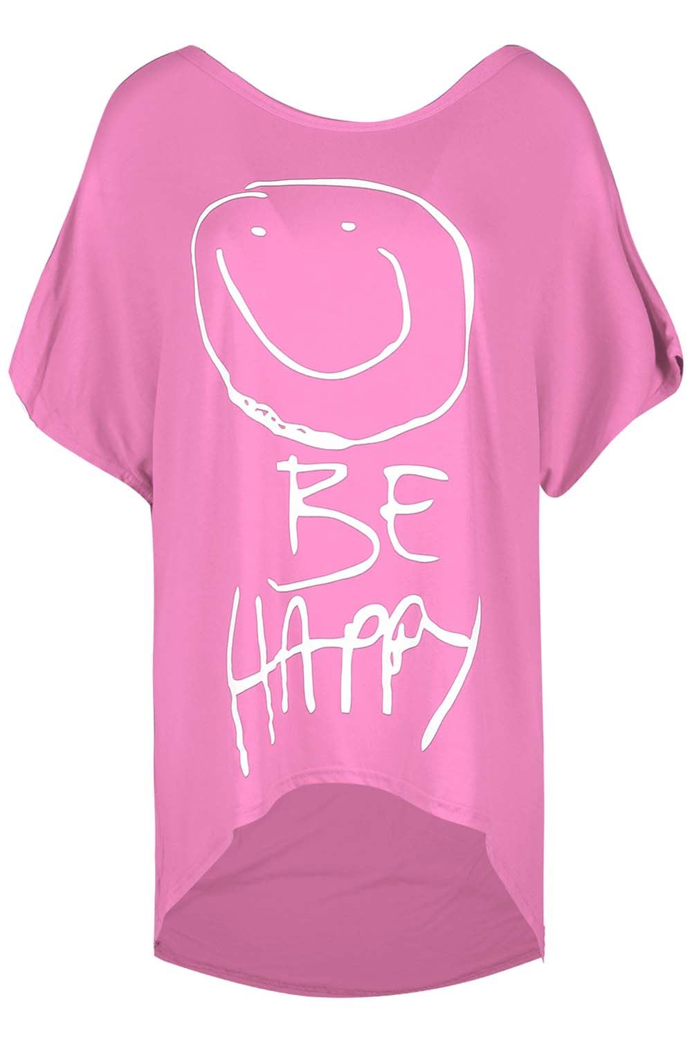 Womens Ladies Scoop Neck Batwing Short Sleeve LOVE High Low Baggy T Shirt Top - Picture 31 of 55