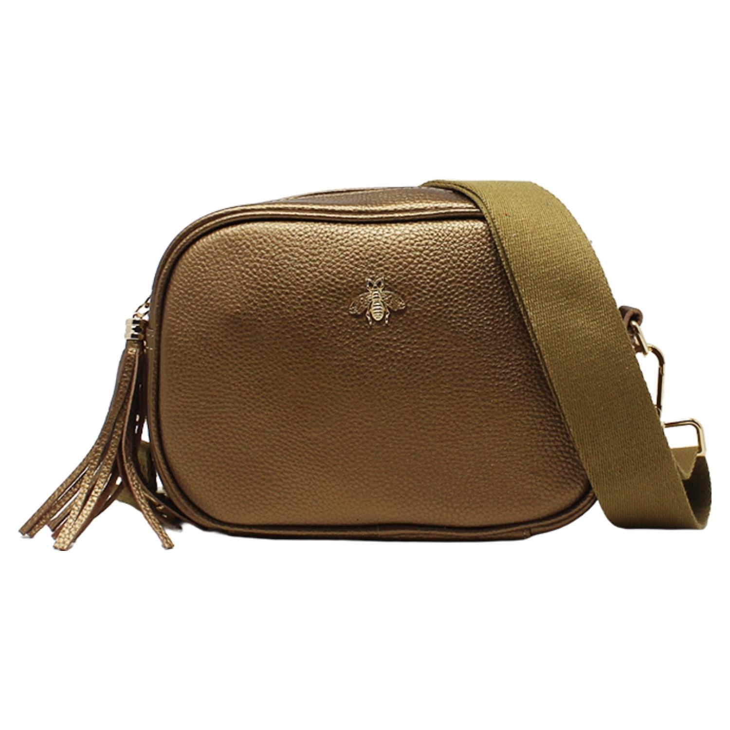 Real Leather Small Crossbody Bag Women Shoulder Handbag with Bee Decor - Picture 19 of 47