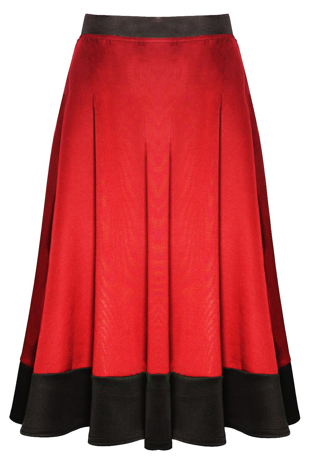 Ladies Womens Stretch Flared Scuba Long Skater Swing Panel Midi Skirt Plus Size - Picture 13 of 21