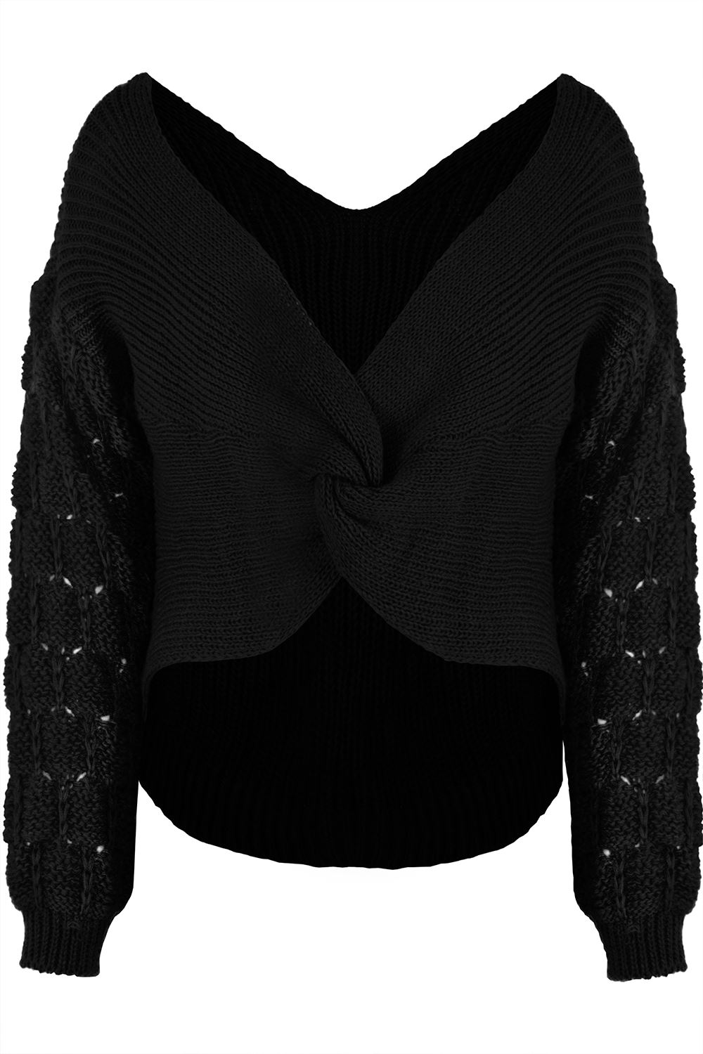 Women Ladies Multi Stripes Twisted Knot Sweater Slouch Fit Baggy Jumper Knit Top - Picture 11 of 19