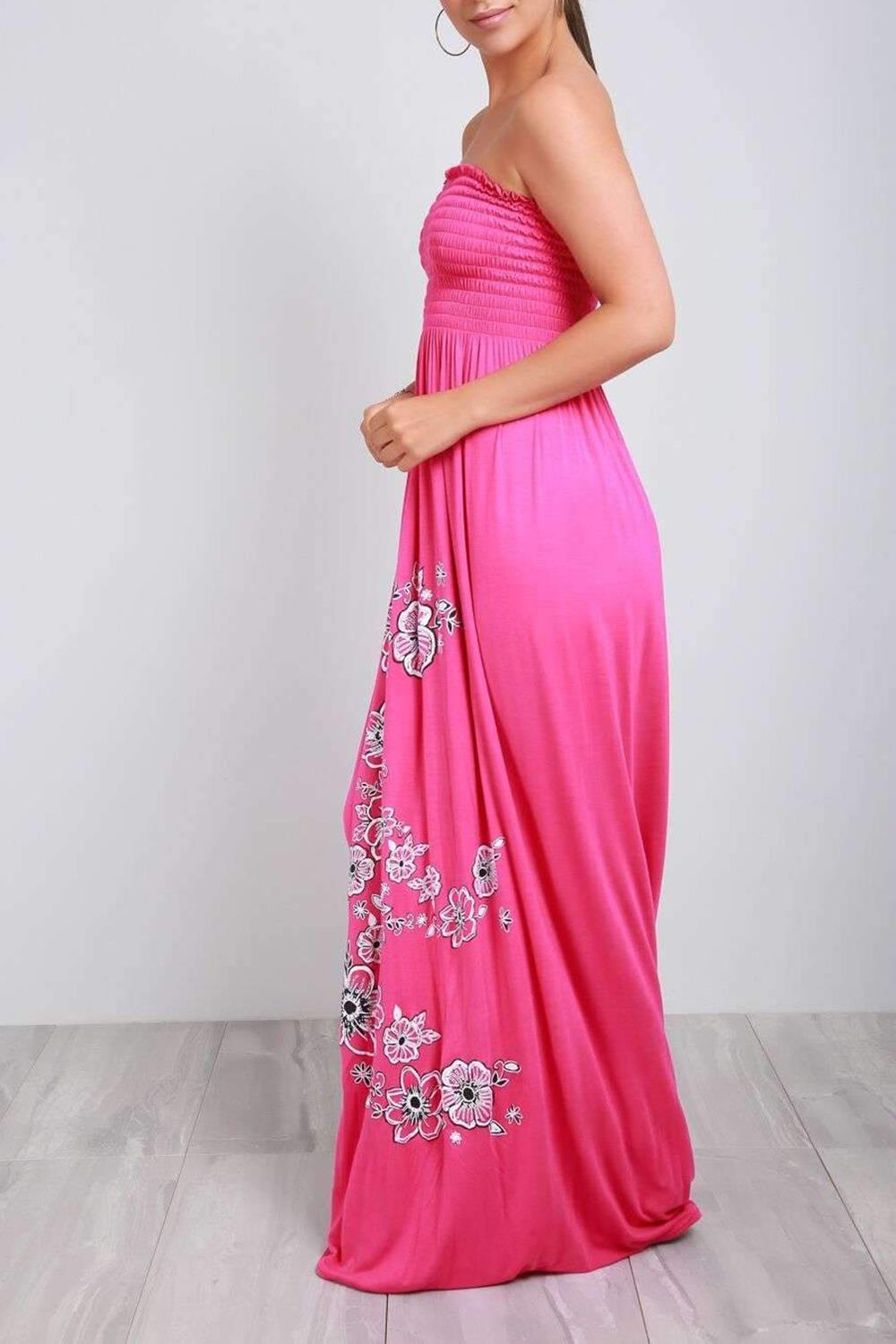 Womens Ladies Gathered Printed Sheering Strapless Boobtube Bandeau Maxi Dresses - Picture 12 of 25