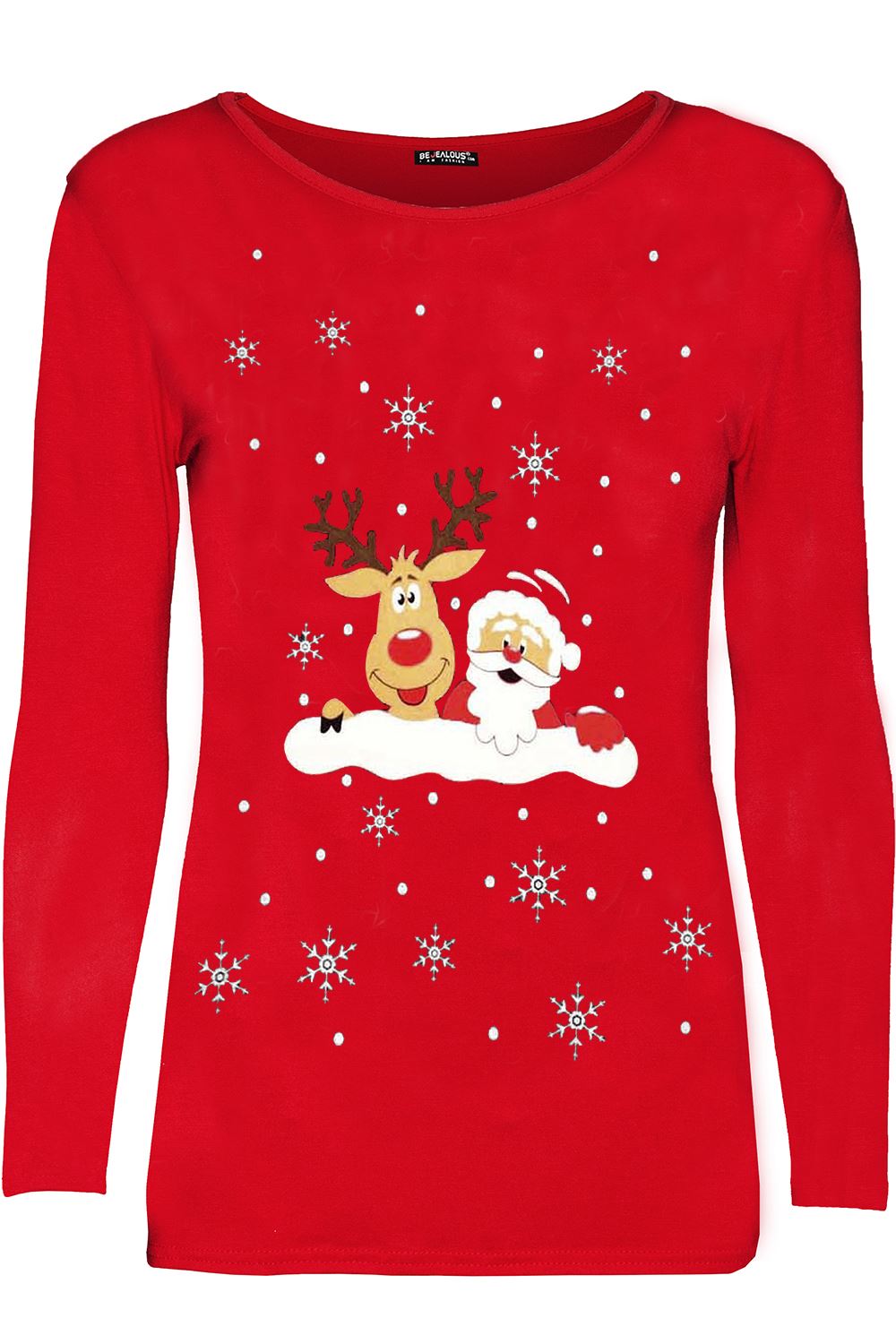 Kids Santa Face Print Rudolph Reindeer Christmas Sweatshirt Retro Funny T Shirt - Picture 26 of 48