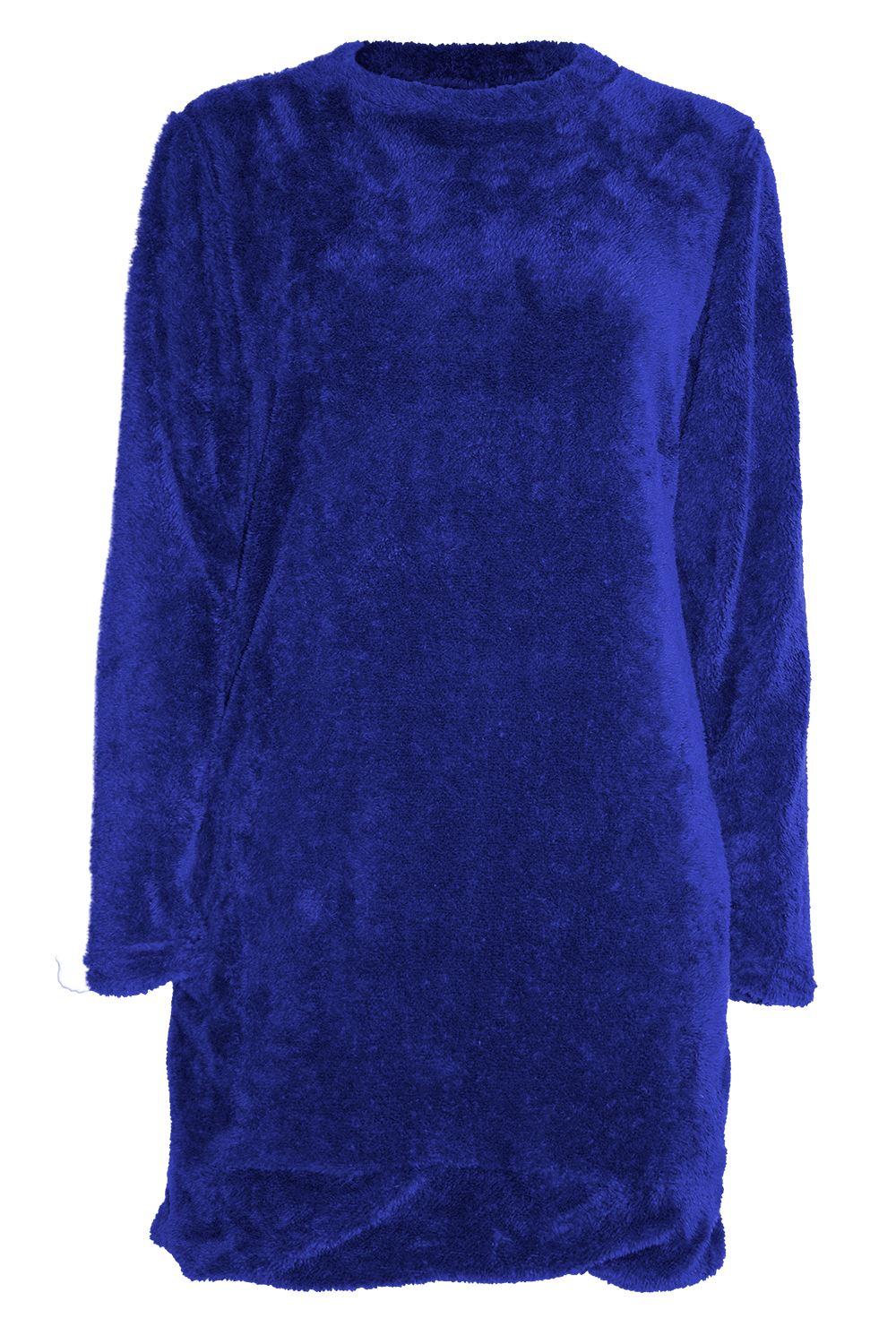 Womens Fluffy Faux Fur Long Sleeve Ladies Fleece Baggy Oversized Jumper Dress - Picture 14 of 22