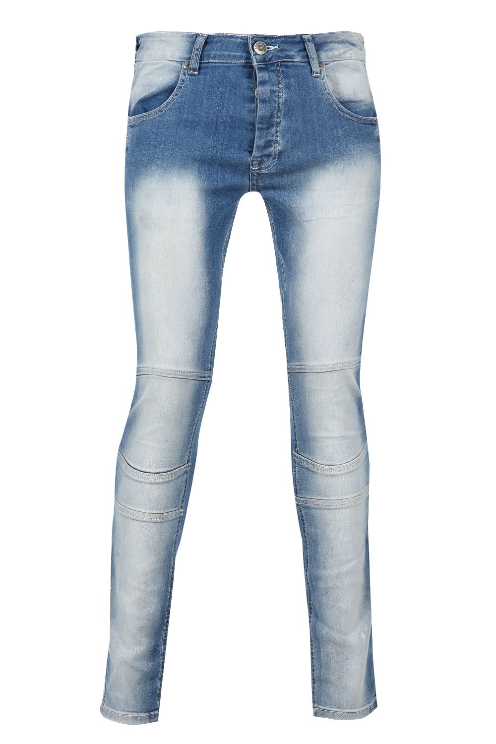 Mens Front Back Pockets Belt Studs Faded Seven Series Skinny Fit Jeans