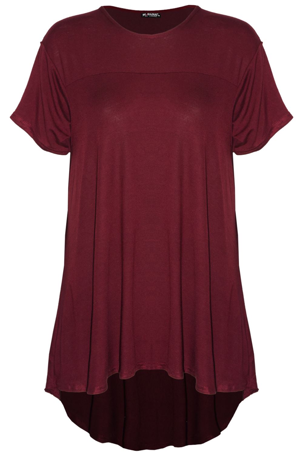 Camiseta Top Mujer FishTail Back Hi Lo Dobladillo Sumergido Cuello Redondo Manga Girada - Imagen 17 de 22