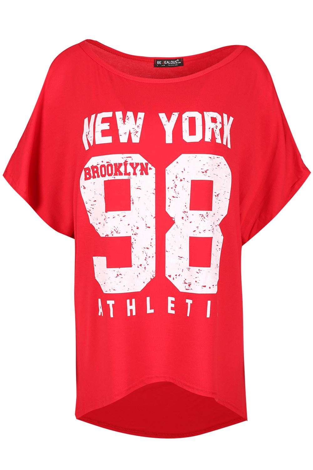 Ladies Los Angeles Off Shoulder Bardot Baggy T Shirt Women Batwing Lagenlook Top - Picture 36 of 65