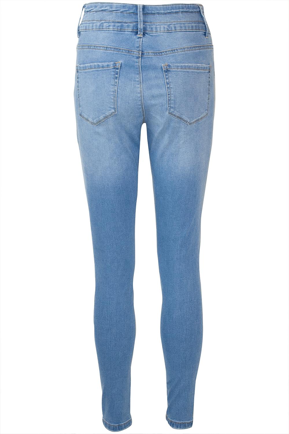 Womens Ladies Faded Skinny Slim Tight Fitted Full Ankle Length Denim