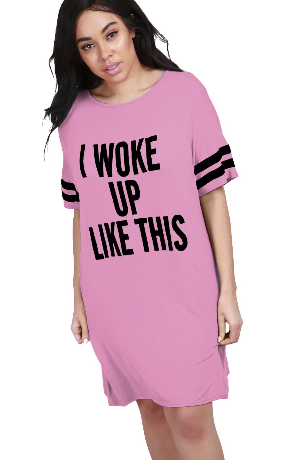 Womens Ladies Nothing to wear Baggy Oversize Round Neck Tunic T Shirt Mini Dress - Picture 16 of 42