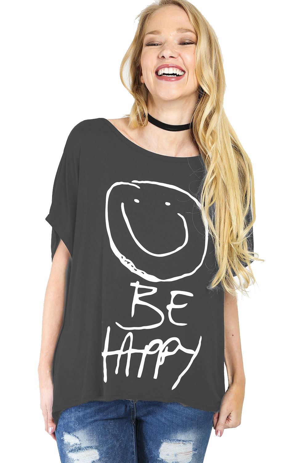 Ladies Los Angeles Off Shoulder Bardot Baggy T Shirt Women Batwing Lagenlook Top - Picture 62 of 65