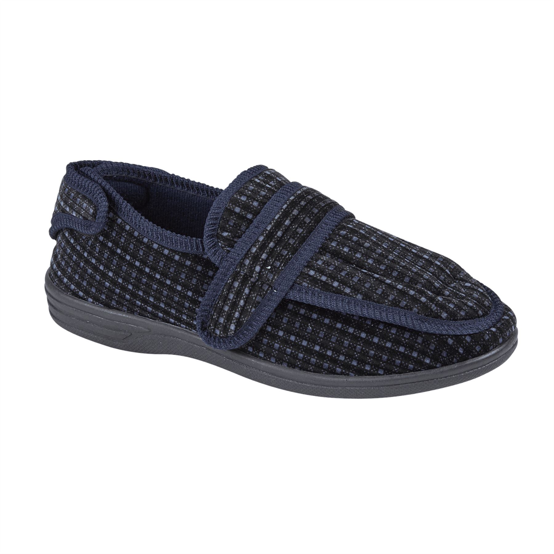 Mens Extra EEE Fit Wide Opening Diabetic Orthopaedic House Hard Sole Slippers - Picture 17 of 20