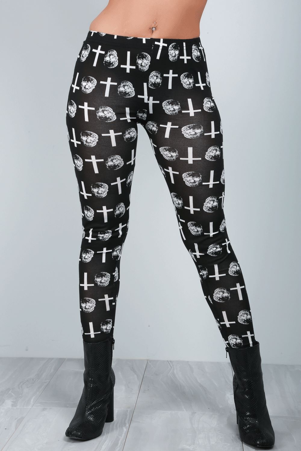 Ladies Womens Full Ankle Length Halloween Pumpkin Skull Ladies Spooky Leggings - Picture 33 of 39