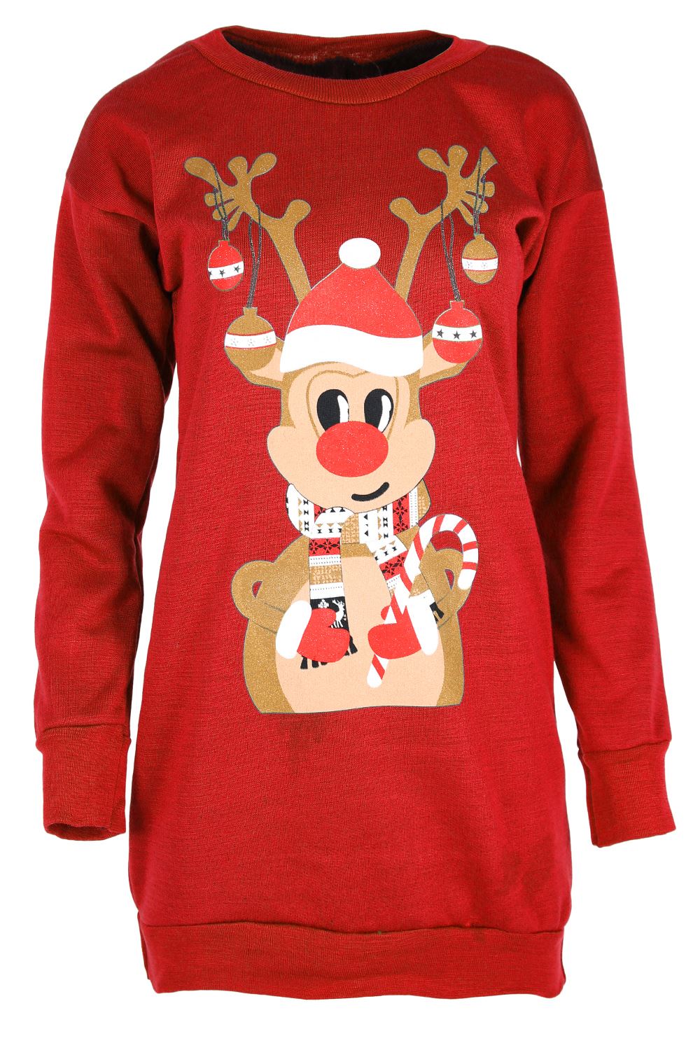 Womens Christmas Fleece Ladies Snowman Tree Xmas Sweatshirt Mini Jumper Dress - Picture 20 of 59